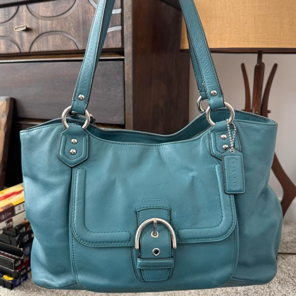 Coach Teal Leather Shoulder Bag